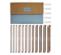 KnitPro Ginger Single Pointed Needle Set - 12 x 25cm Single Ended Knitting Pin Pairs Ginger Set for Beginners, Professionals & Gift Set, Brown