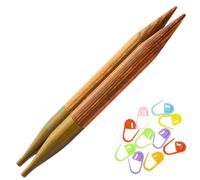 KnitPro Ginger Interchangeable Circular Knitting Needles 5 inch, Size 10.5 (13cm, 6.50mm) Bundle with 10 Artsiga Crafts Stitch Markers