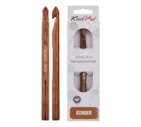 KnitPro Ginger Single Ended Crochet Hooks Wooden - All Sizes: 3mm-12mm