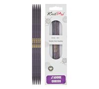 KnitPro J’Adore Cubics Double Pointed Knitting Needles Sets of 5 - Wooden Pins for Socks Hats Mittens Short Round Knitting - 15cm x 4.00mm, Purple, 26-1910101017