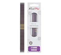 KnitPro J’Adore Cubics Double Pointed Knitting Needles Sets of 5 - Wooden Pins for Socks Hats Mittens Short Round Knitting - 20cm x 3.50mm, 26-1910101515, Purple