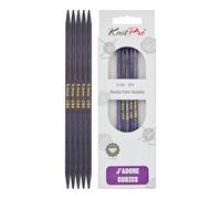 KnitPro J’Adore Cubics Double Pointed Knitting Needles Sets of 5 - Wooden Pins for Socks Hats Mittens Short Round Knitting - 20 x 5.5mm, 26-1910101520, Purple