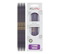 KnitPro J’Adore Cubics Double Pointed Knitting Needles Sets of 5 - Wooden Pins for Socks Hats Mittens Short Round Knitting - 20cm x 6.00mm, 26-1910101521, Purple
