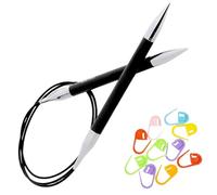 KnitPro Karbonz Circular Knitting Needles 16 inch, Size 10 (40cm, 6.00mm) with 10 Colorful Stitch Markers