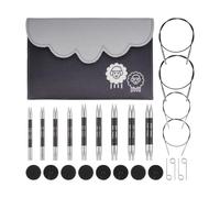 KnitPro Karbonz Interchangeable Needle Set - 9 x 10cm Circular Knitting Pin Pairs with Accessories Karbonz Deluxe Set for Beginners, Professionals & Gift Set