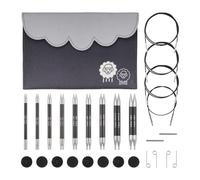 KnitPro Karbonz Interchangeable Needle Set - 9 x 13cm Circular Knitting Pin Pairs with Accessories Karbonz Deluxe Set for Beginners, Professionals & Gift Set, Black