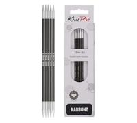 KnitPro 20 cm x 3.25 mm Karbonz Double Pointed Needles, Black and Silver
