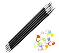 KnitPro Karbonz DPN Double Pointed Knitting Needles 6 inches (15cm) US 1.5 (2.50mm) Bundle with 10 Artsiga Crafts Stitch Markers