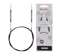 KnitPro 60 cm x 4 mm Karbonz Fixed Circular Needles, Black and Silver