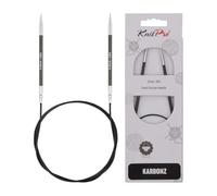 KnitPro 80 cm x 3.5 mm Karbonz Fixed Circular Needles, Black and Silver