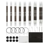 KNITPRO Karbonz Interchangeable Circular Needles Set with Accessories (3.50-8.00mm), Black and Silver