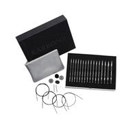 KNITPRO Karbonz Interchangeable Circular Needles Set with Accessories (3.50-8.00mm), Black and Silver
