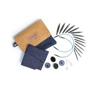 KnitPro - KnitPro Interchangeable Needle Set Mini Wood Indigo - 1 Set,Blue/Fold,3,00 mm - 6,00 mm