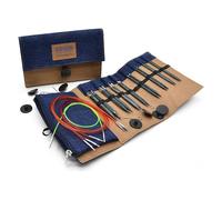 KnitPro Indigo Wood Interchangeable Deluxe Knitting Needle Set, Standard Length
