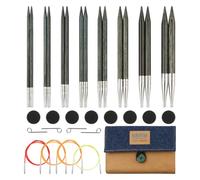 KnitPro Symfonie Indigo Wood Interchangeable Knitting Needle Set 3.5-8mm (8 Sizes, Standard 13cm Tips)