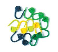 KnitPro Locking Stitch Markers, Green, Blue, Yellow, 30 Pieces