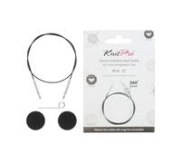 KnitPro - KnitPro The Mindful Collection Stainless Steel Black/Silver Swivel 360° Interchangeable Cable for 80cm Needle - 1 Piece