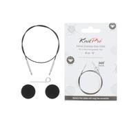KnitPro - KnitPro The Mindful Collection Stainless Steel Black/Silver Swivel 360° Interchangeable Cable for 40cm Needle - 1 Piece