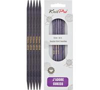 KnitPro Double-Pointed Wooden Knitting Needles J'Adore Cubics - Set of 5, 6.00mm x 20cm, Purple
