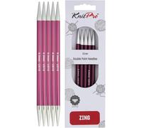 KnitPro Zing Double Pointed Needles 8" (20cm) | 6.00mm