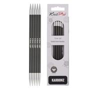 KnitPro Karbonz Set Of 5 Double Pointed Brass Tip Knitting Needles 15cm