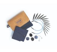 KnitPro - KnitPro Interchangeable Needle Set Mini Wood Indigo - 1 Set,Blue/Fold,3,00 mm - 6,00 mm