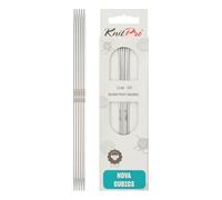 KnitPro Nova Cubics Double Pointed Needles - 12.5cm x 2mm Double Ended Knitting Pins, Set of 5, Silver