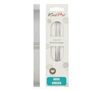 KnitPro Nova Cubics Double Pointed Needles - 12.5cm x 2.5mm Double Ended Knitting Pins, Set of 5, Silver, 53