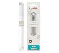 KnitPro Nova Cubics Double Pointed Needles - 12.5cm x 3.5mm Double Ended Knitting Pins, Set of 5, Silver