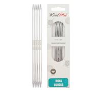 KnitPro Nova Cubics Double Pointed Needles - 12.5cm x 4mm Double Ended Knitting Pins, Set of 5, Silver