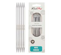 KnitPro 15 cm x 6 mm Nova Cubics Double Pointed Needles, Shiny Brass, Silber