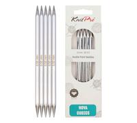 KnitPro 20 cm x 6.5 mm Nova Cubics Double Pointed Needles, Shiny Brass, Zilver