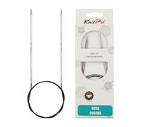 KnitPro 60 cm x 3.25 mm Nova Cubics Fixed Circular Needles, Shiny Brass, Silber