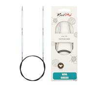 KnitPro 120 cm x 4 mm Nova Cubics Fixed Circular Needles, Shiny Brass, Zilver