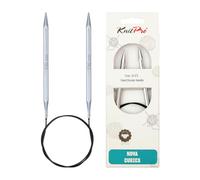 KnitPro 120 cm x 7 mm Nova Cubics Fixed Circular Needles, Shiny Brass, Silver