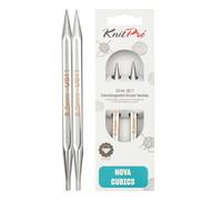 KnitPro Interchangeable Circular Needles Nova Cubics - 8 mm Special, 4" (10 cm) Shiny Brass/Silver