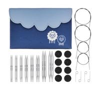 KnitPro Nova Interchangeable Needle Set - 8 x 10cm Circular Knitting Pin Pairs with Accessories Nova Deluxe Set for Beginners, Professionals & Gift Set, Silver