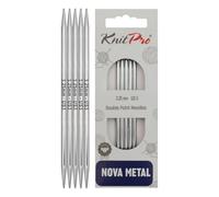 KnitPro Nova Double Pointed Needles - 12.5cm x 3.25mm Double Ended Knitting Pins, Set of 5, Silver