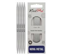 KnitPro Nova Double Pointed Needles - 12.5cm x 3.5mm Double Ended Knitting Pins, Set of 5, Silver