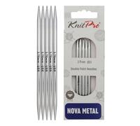 KnitPro Nova Double Pointed Needles - 12.5cm x 3.75mm Double Ended Knitting Pins, Set of 5, Silver