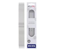 KnitPro 20 cm x 5 mm Nova Double Pointed Needles, Silver