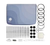 KnitPro Nova Interchangeable Needle Set - 14 x 13cm Circular Knitting Pin Pairs with Accessories Nova Grande Set for Beginners, Professionals & Gift Set, Silver, 23