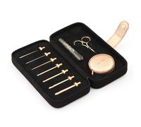 KnitPro Oasis Interchangeable Crochet Hook Starter Set - 7 Heads (2-5mm) with Grey Onyx Wood Handle & Rose-Gold Accents KP30961-74