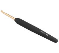 KNITPRO Crochet Hook, 4mm, Gold-black, Aluminium/Plastic, Smooth Surface, Soft Grip Handle