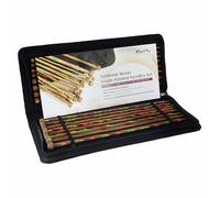 KnitPro Symfonie Knitting Pins, Single Ended Knitting Needles Set 40cm, 8 Pairs, Black Jacquard Fabric Case