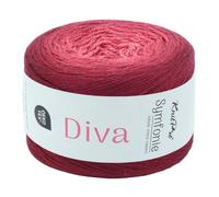 KnitPro Symfonie Lace Weight Hand Dyed Semi- Solid Gradient Yarn Ball | Extra Fine Merino Wool & Silk Blend for Knitting & Crocheting, Oeko-TEX Certified 780m, 100g | Diva Winewash