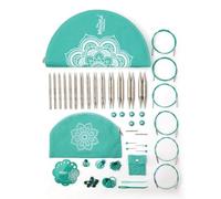 KnitPro Mindful Interchangeable Needle Set - 14 x 13cm Circular Knitting Pin Pairs with Accessories Mindful Affection Set for Beginners, Professionals & Gift Set, Silver
