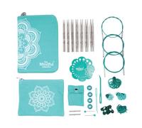 KnitPro Mindful Interchangeable Needle Set - 7 x 13cm Circular Knitting Pin Pairs with Accessories Mindful Hope Set for Beginners, Professionals & Gift Set, Silver, 04