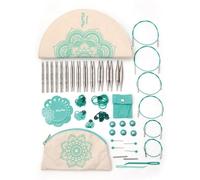 KnitPro Mindful Interchangeable Needle Set - 13 x 10cm Circular Knitting Pin Pairs with Accessories Mindful Passion Set for Beginners, Professionals & Gift Set, Silver