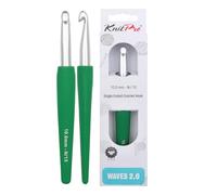 KnitPro Waves Crochet Hooks - 10mm Crochet Hook, Ergonomic Soft Handles, Soft Rubber Grip for Arthritic Hands, Light & Comfortable Crochet Needles for Knitting, Forest Fern